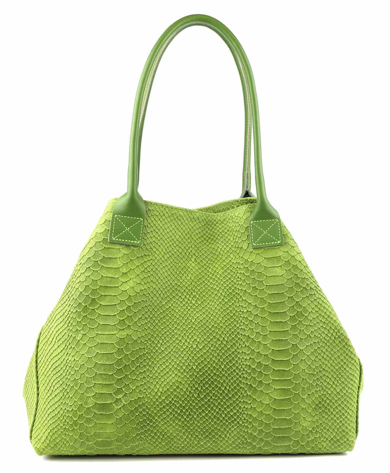 ITALYSHOP24 Shopper Made in Italy Damen Leder Tasche Schlange Prägung Tote Bag Handtasche, Wildleder DIN-A4 Schultertasche Beuteltasche Henkeltasche Ledertasche