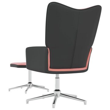 furnicato Sessel Relaxsessel mit Hocker Rosa Samt und PVC