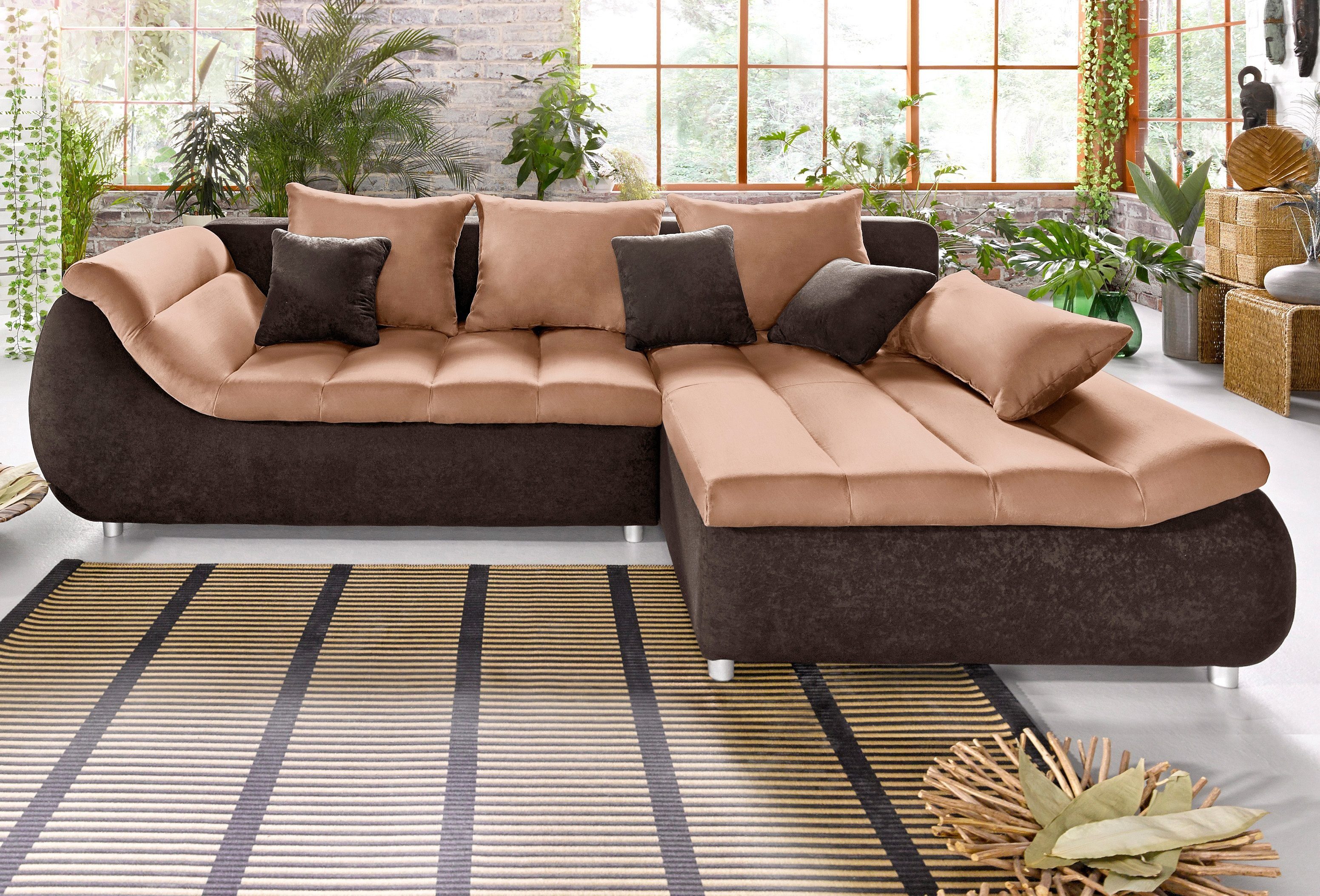 INOSIGN Ecksofa "Imola modern und elegant, bequem, aktuelle Steppung im Sit günstig online kaufen
