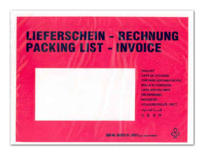 Livepac Office Versandtasche 1000 Dokumententaschen Lieferscheintaschen DIN C6 Lieferschein-Rechn.