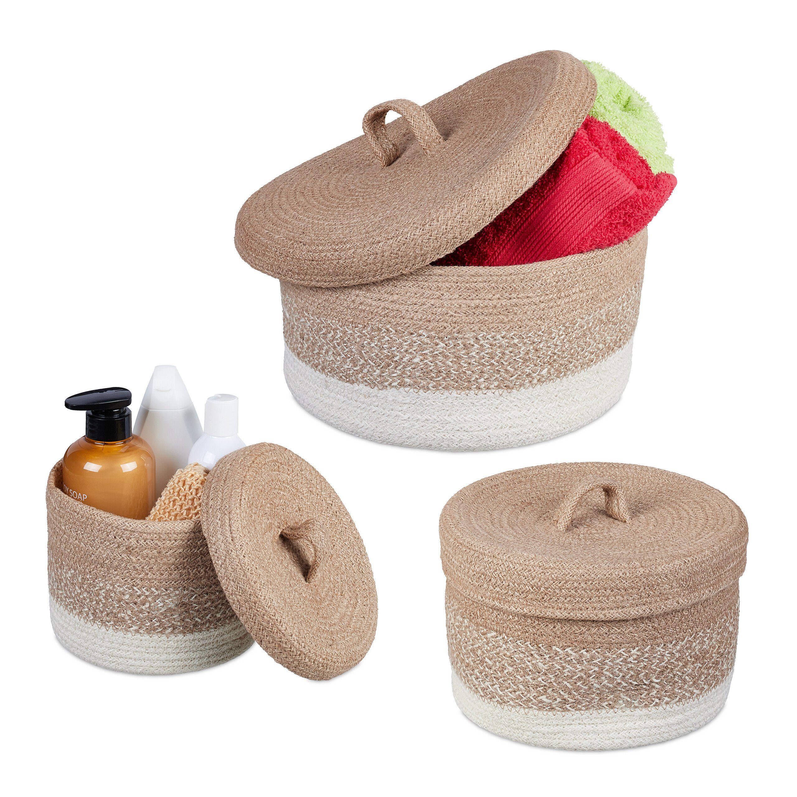 relaxdays Aufbewahrungskorb 3-teiliges Aufbewahrungskorb Set