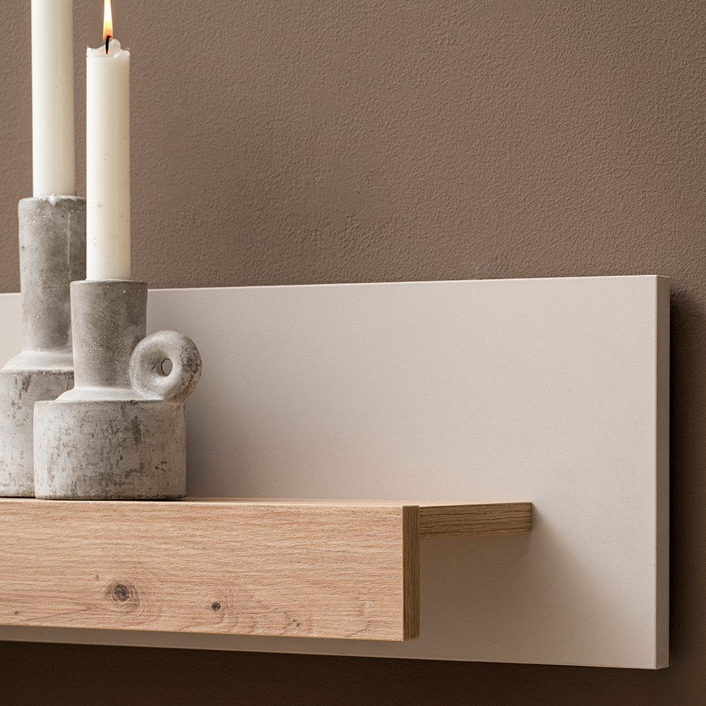 Lomadox Wohnzimmer-Set SITTEN-61, (Mega-Spar-Set, 3-St., Sideboard Wandboard Highboard inkl. Beleuchtung), Eiche mit Kaschmir Beige, inkl. Beleuchtung, Türen mit Softclose