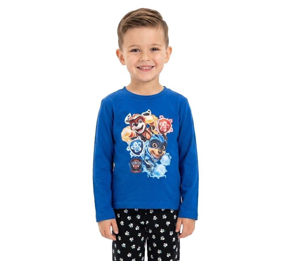 PAW PATROL Pyjama Paw Patrol Pyjama Kinder 98/104 Blau Set 3–4 Jahre Schlafanzug (Packung) Langer Kinderpyjama Schlafanzug 2 teilig
