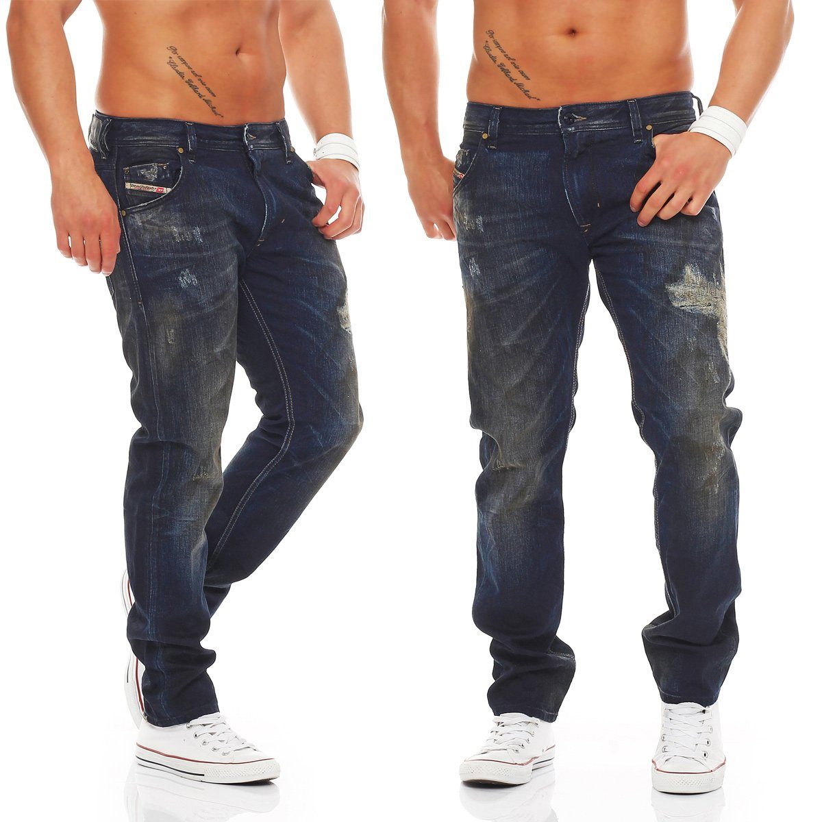 Diesel 5-Pocket-Jeans Diesel Herren Jeans - KRAYVER 0818I 5 Pocket Style, Destroyed Dirty Used-Look, Made in Italy, Länge: inch 32