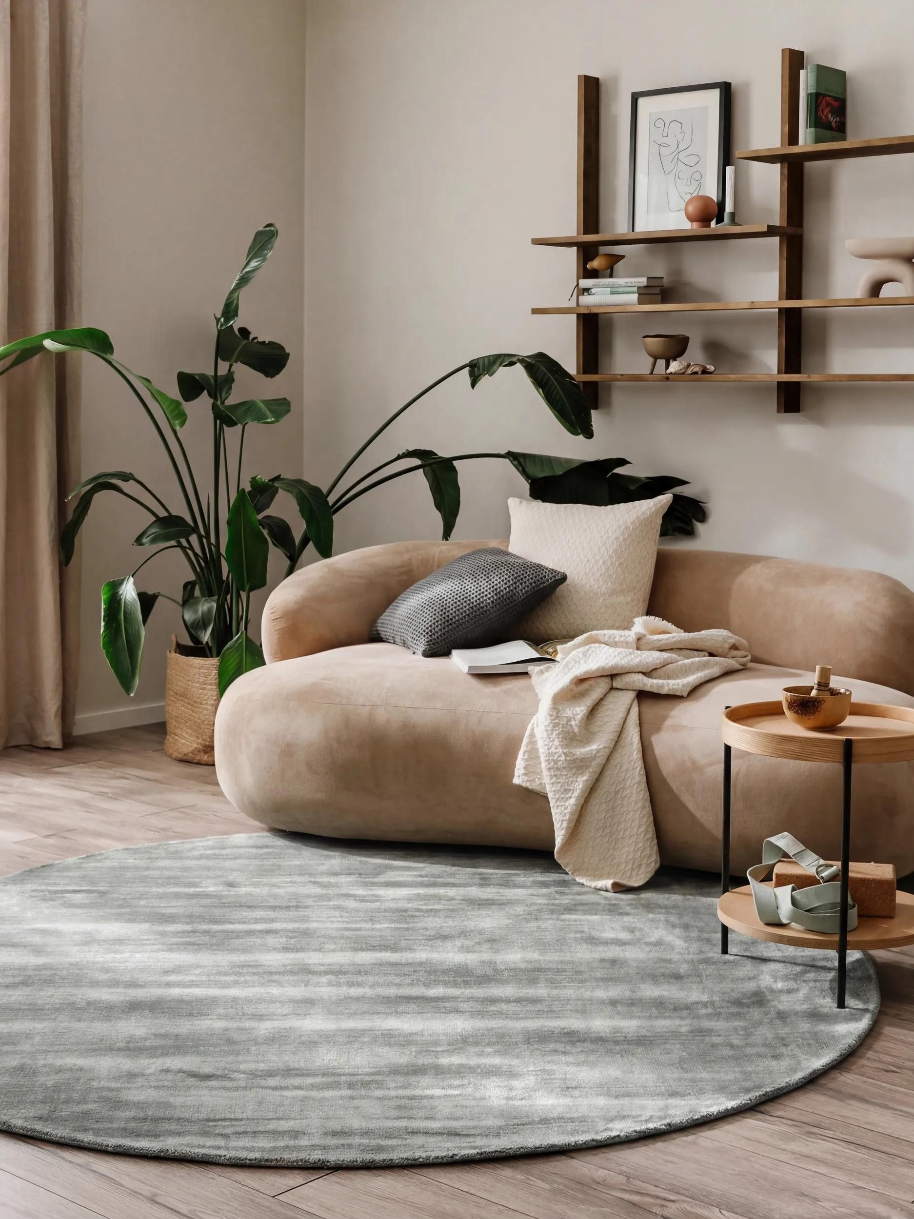 benuta Teppich Nova, rund, Höhe: 6 mm, Viskoseteppich,Teppich Wohnzimmer, S günstig online kaufen