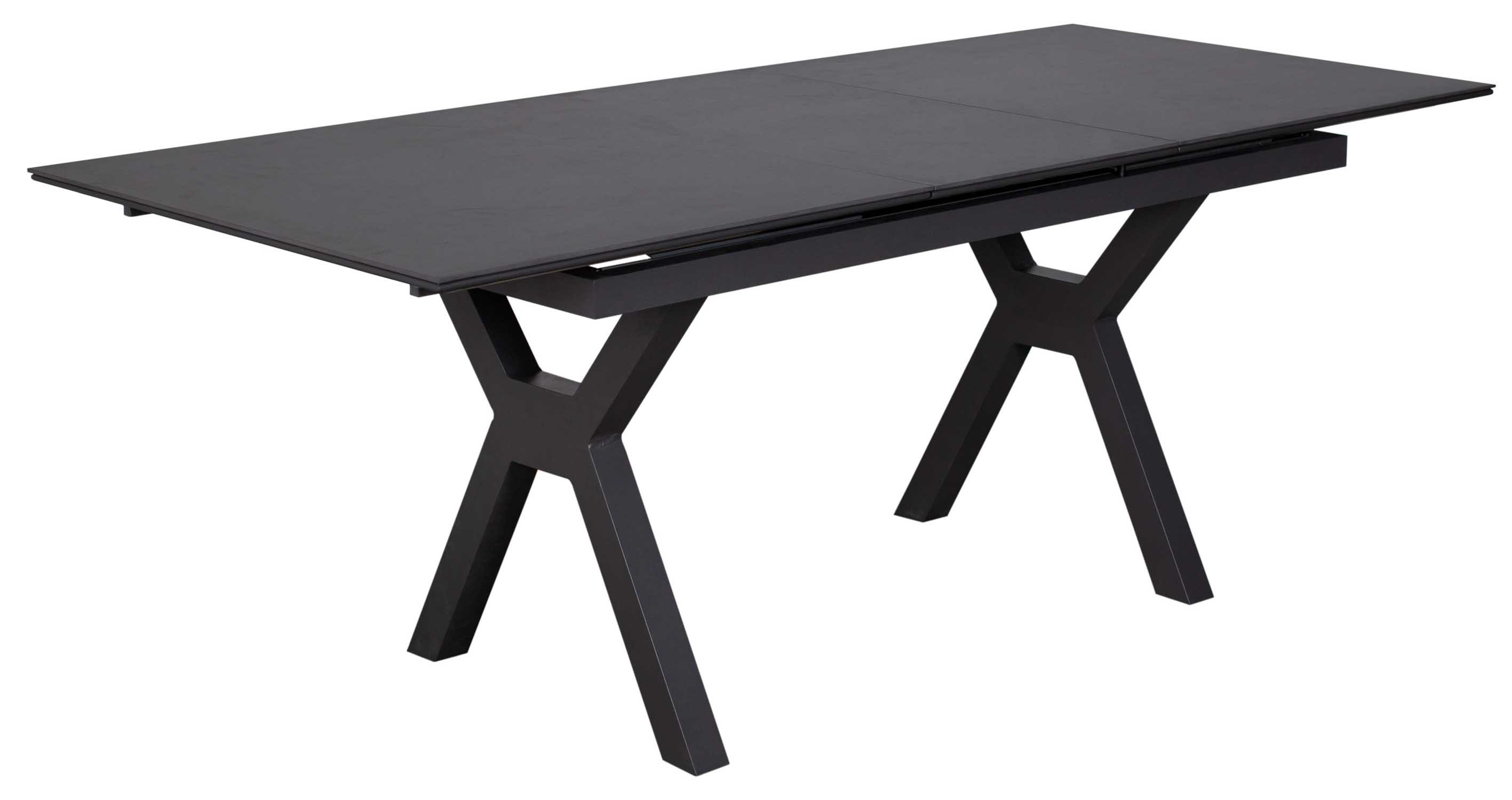 MR.DEKO Gartentisch ausziehbar Granada 160–210x90cm Aluminium Keramikplatte (Ausziehbarer Gartentisch für Terrasse, Garten und Balkon, 1-St), Synchronauszug, Keramikplatte, wetterfestes Aluminiumgestell