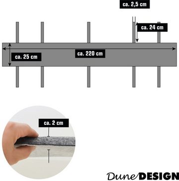 DuneDesign Bankauflage 2x FILZ Bierbank Auflage zum Wenden Polster, (1 St), 220x25x2 cm Bierzeltgarnitur