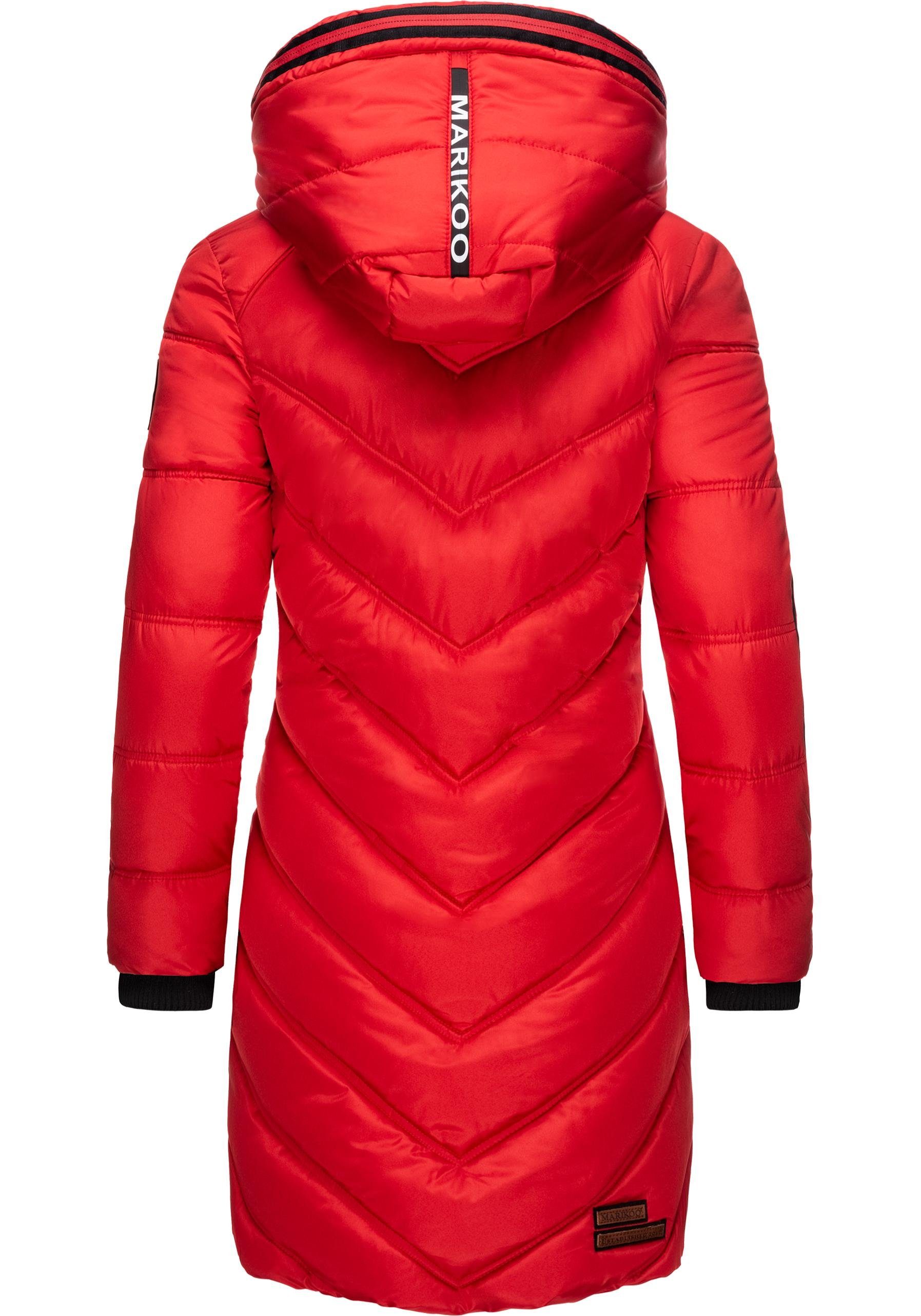 Marikoo Wintermantel Armasa modischer Damen Winter Steppmantel mit Kapuze
