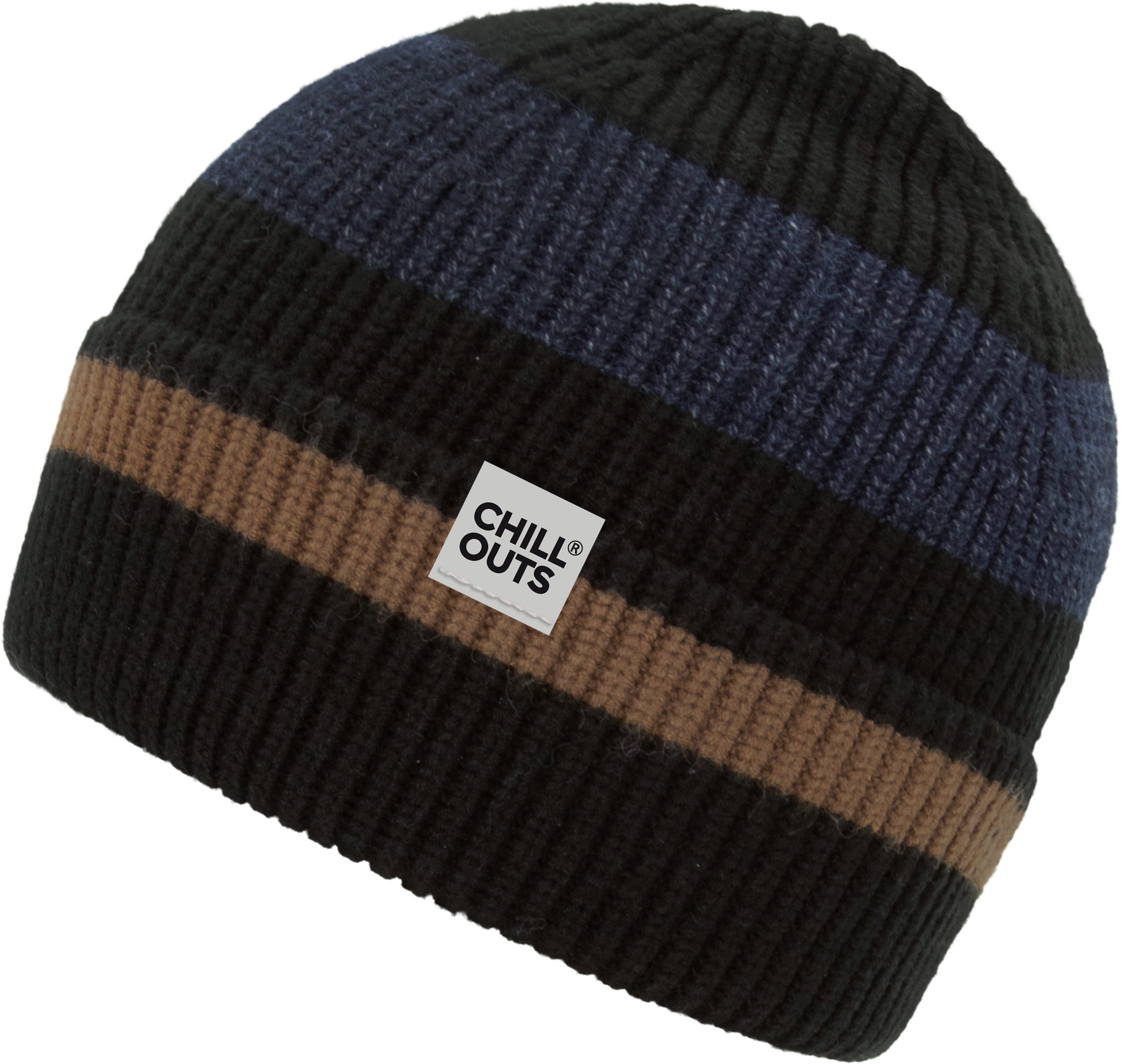 chillouts Beanie Bastian Hat mit sportlichem Streifen-Design, Logo-Label