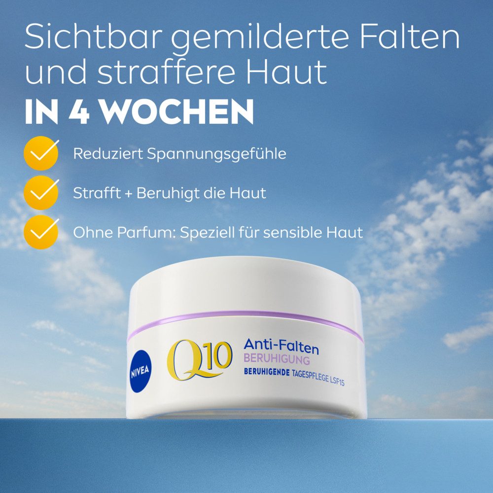 Nivea Tagescreme Q10 ANTI-FALTEN BERUHIGUNG TAGESPFLEGE, reduziert Trockenheit, Spannung, Rötungen