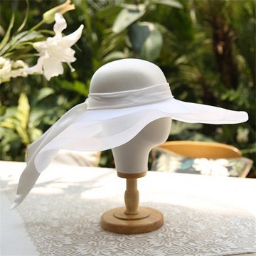 Rouemi Strohhut Damenhut, große Krempe, einfache Mode, dekorativer Hut