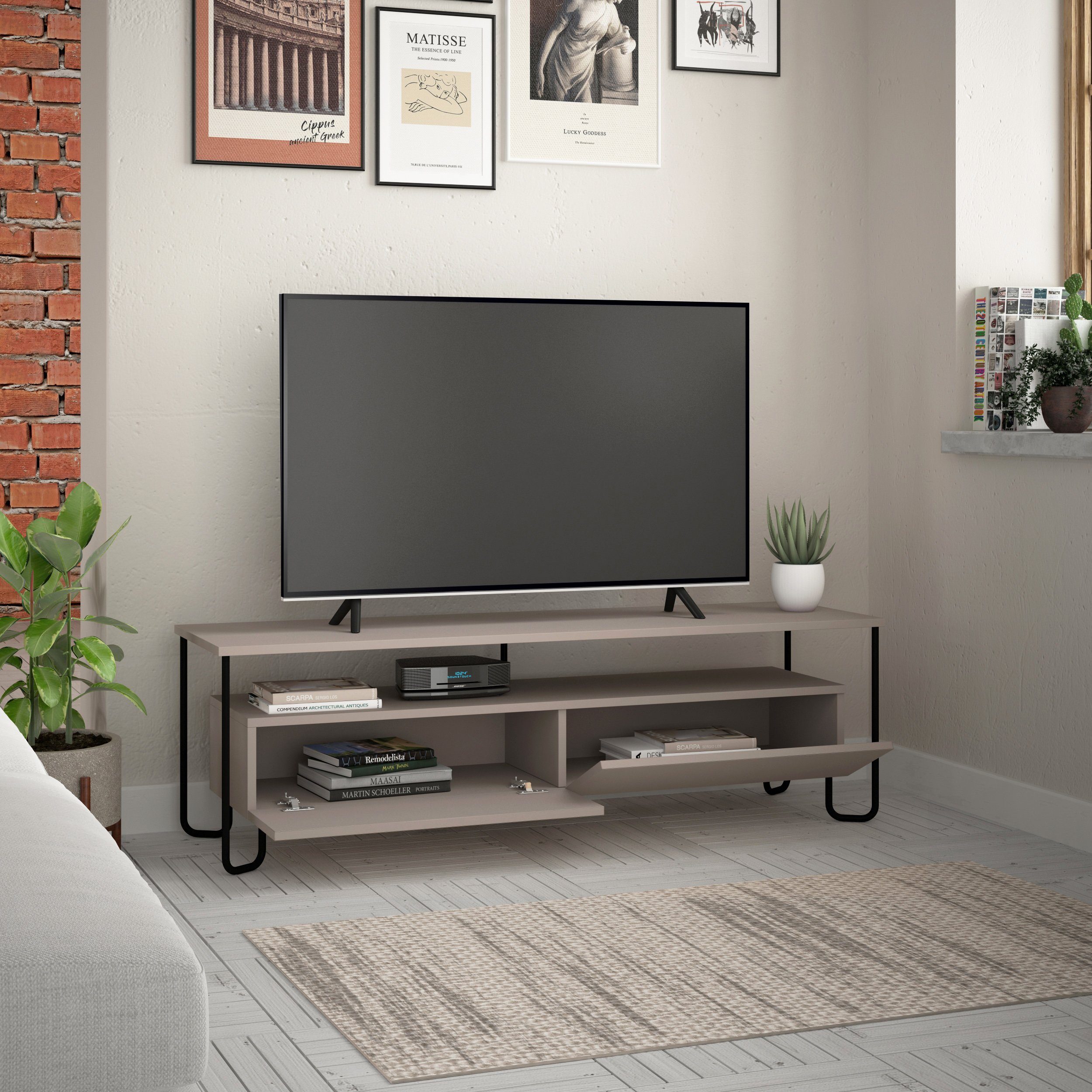 Decortie TV-Schrank Cornea Modernes TV-Möbel mit Schrank, 150 x 42 x 45 cm günstig online kaufen