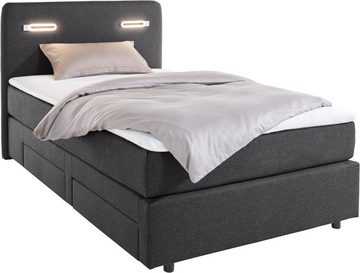 INOSIGN Boxbett Luan, Schubkästen, LED-Beleuchtung und Topper, in Breite 120 cm und 180 cm