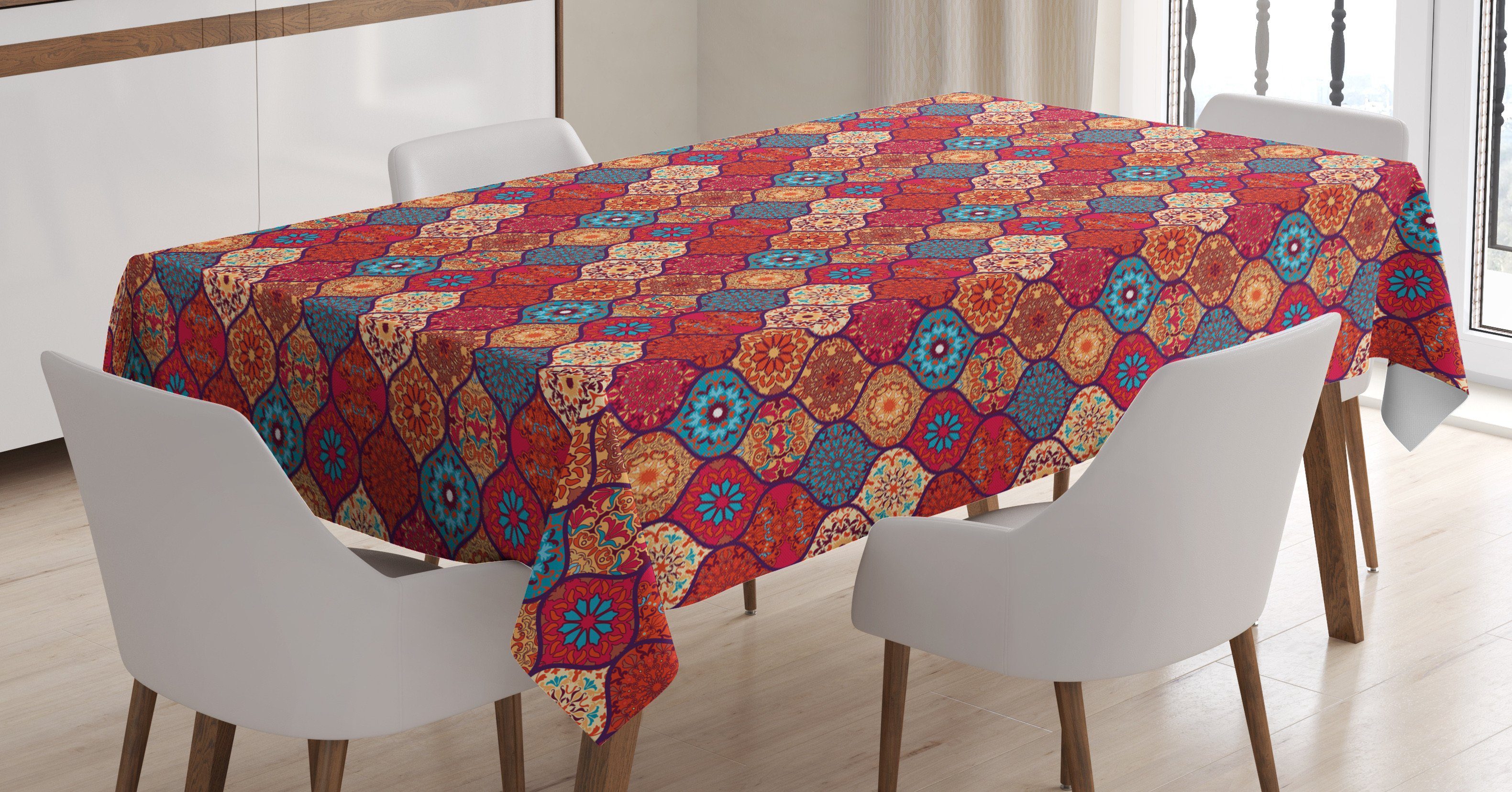 Oriental Wellig Farbfest Tischdecke Abakuhaus Außen den Für Natur Farben, marokkanisch Klare geeignet Bereich Waschbar