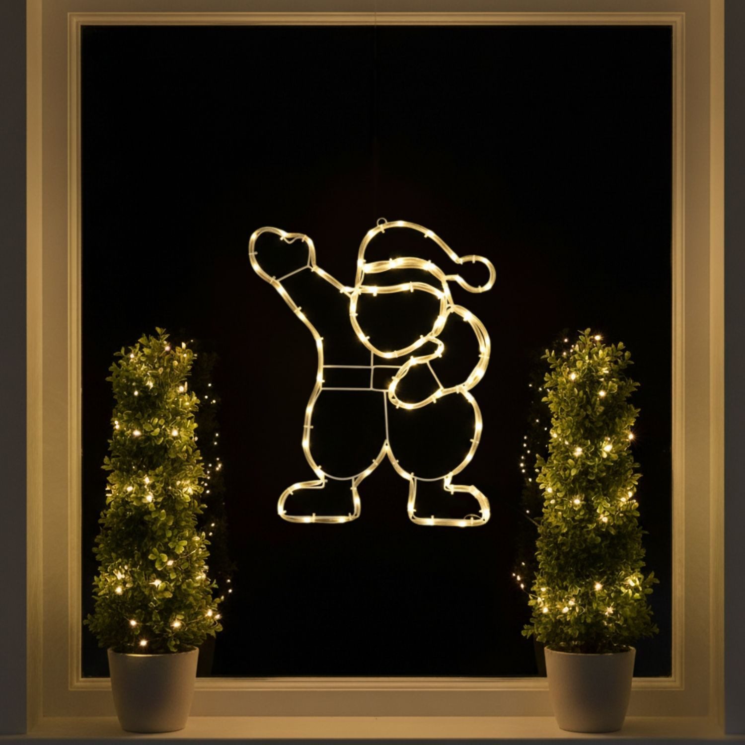 Kamelio LED Fensterbild LED Fensterdeko Weihnachten mit Timer und Batterie Fensterbild, LED, warmweiß