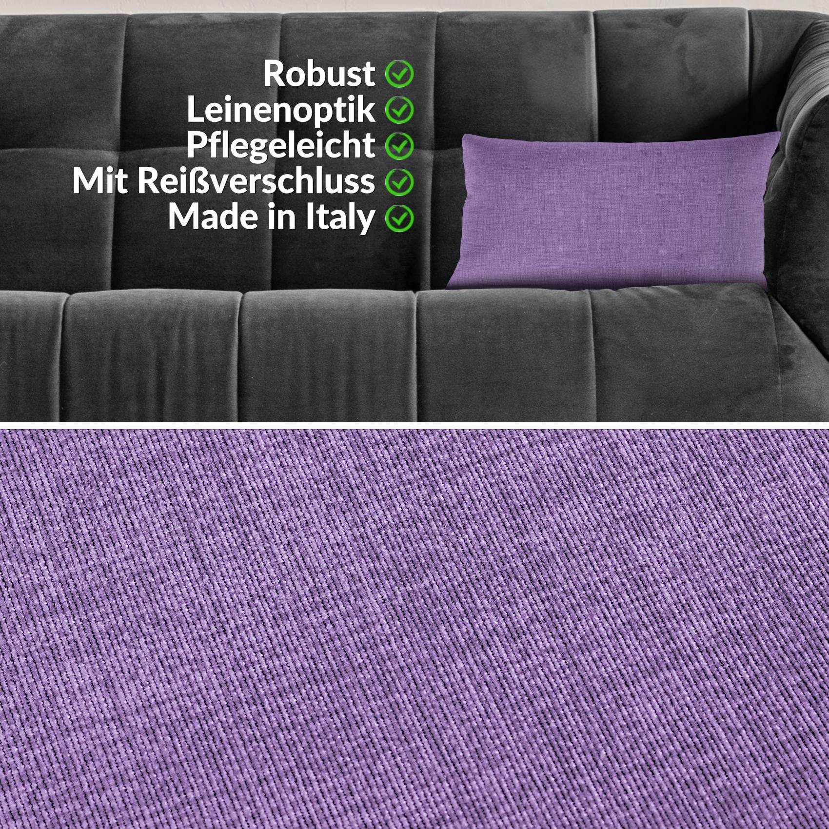 ANRO Dekokissen MrJack Kissenbezug Leinenoptik Deko Kissen Uni, Sofakissen 30x50cm ohne Füllung Lila