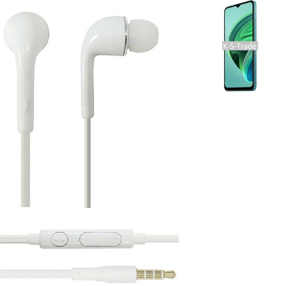 K-S-Trade für Xiaomi Redmi Note 11E 5G In-Ear-Kopfhörer (Kopfhörer Headset mit Mikrofon u Lautstärkeregler weiß 3,5mm) | In-Ear-Kopfhörer