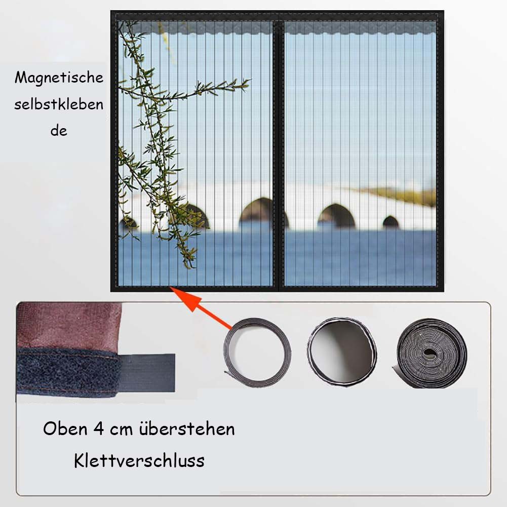 Agger Insektenschutz-Fensterrahmen Anpassen Magnetisches Fliegengitter Fenster, Stärkere Magneten – Bild 3 von 5