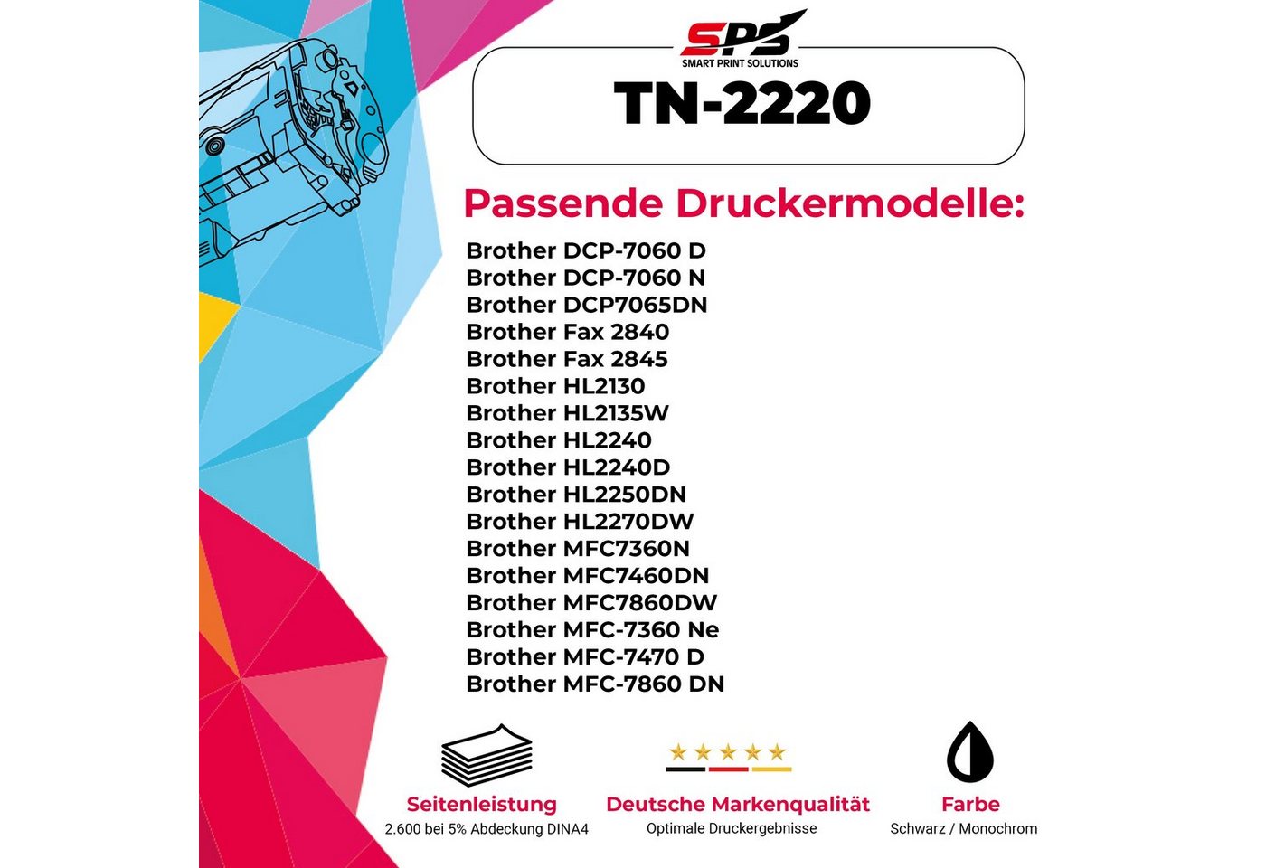 Thumbnail - SPS Tonerkartusche Kompatibel für Brother HL 2240(hl2240) TN-2220, (1er Pack)