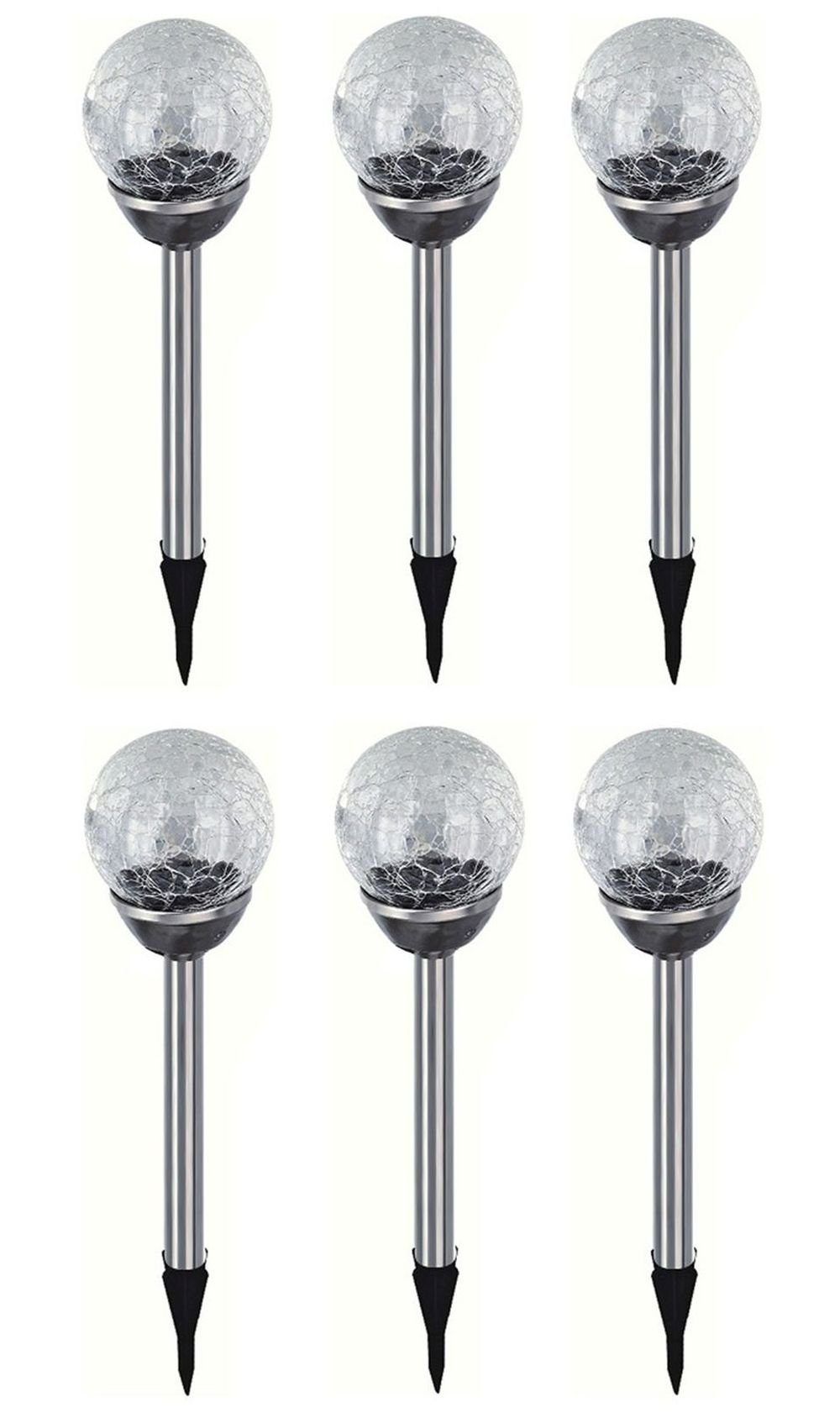 HAC24 LED Solarleuchte Solar Gartenleuchte Kugel Leuchte mit Crackle-Licht Solarlampe, LED fest integriert, Weiß, Lichtfarbe Weiß