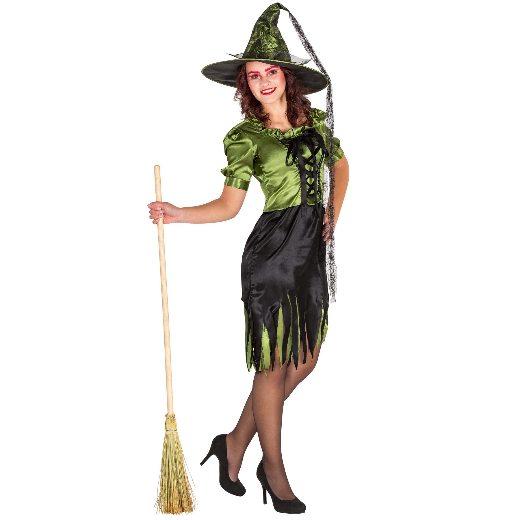 dressforfun Hexen-Kostüm Frauenkostüm sexy Witch, Glamour-Satin-Optik