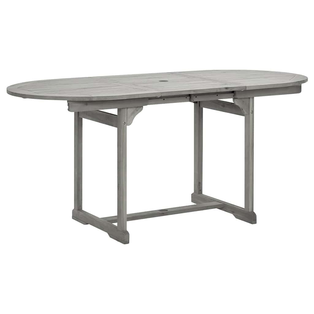 furnicato Esstisch Garten-aus Echtholz (120-170) x 80 x 75 cm in Grau (1-St), Witterungsbeständiger Outdoor-Tisch, erweiterbar mit integriertem Loch