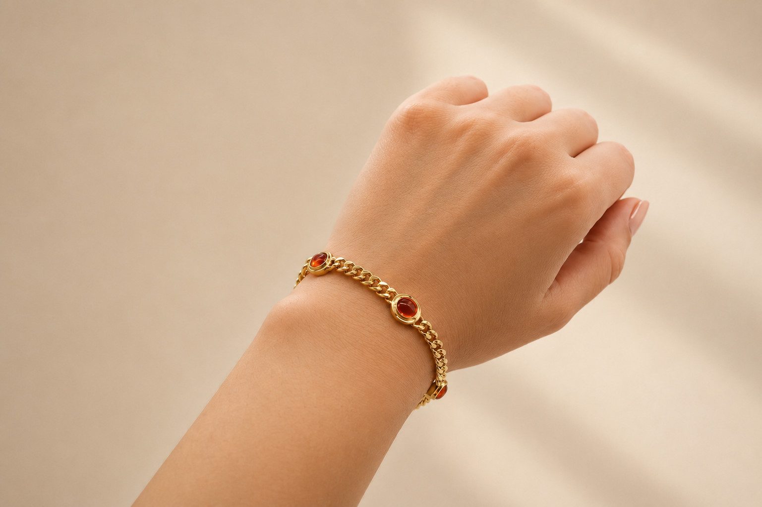 Sogni d'oro Gliederarmband "Opalglut" mit orangenem Kristallopal, Silber 925 vergoldet