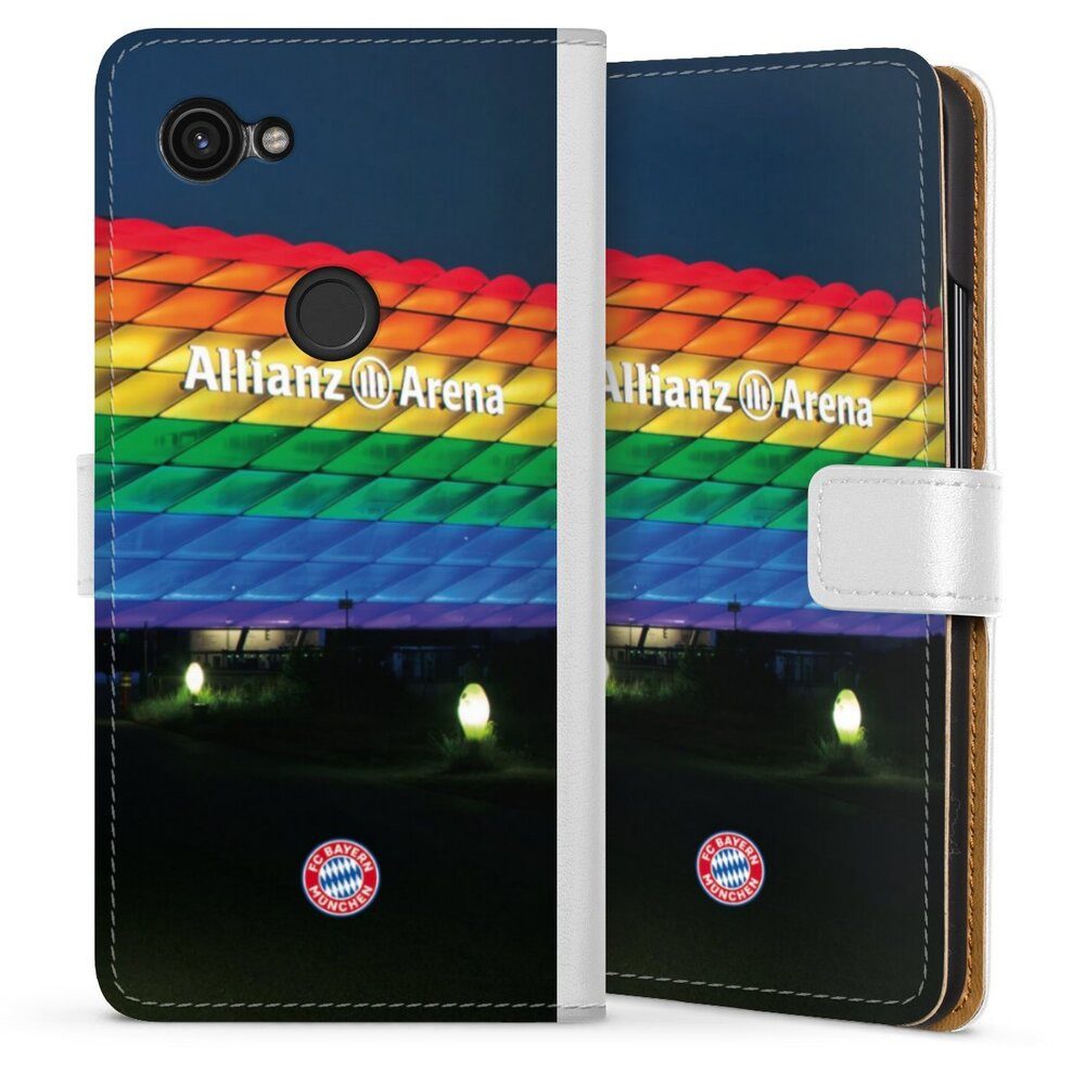DeinDesign Handyhülle FC Bayern München Regenbogen Stadion Allianz Arena Rainbow, Google Pixel 3a Hülle Handy Flip Case Wallet Cover Handytasche Leder