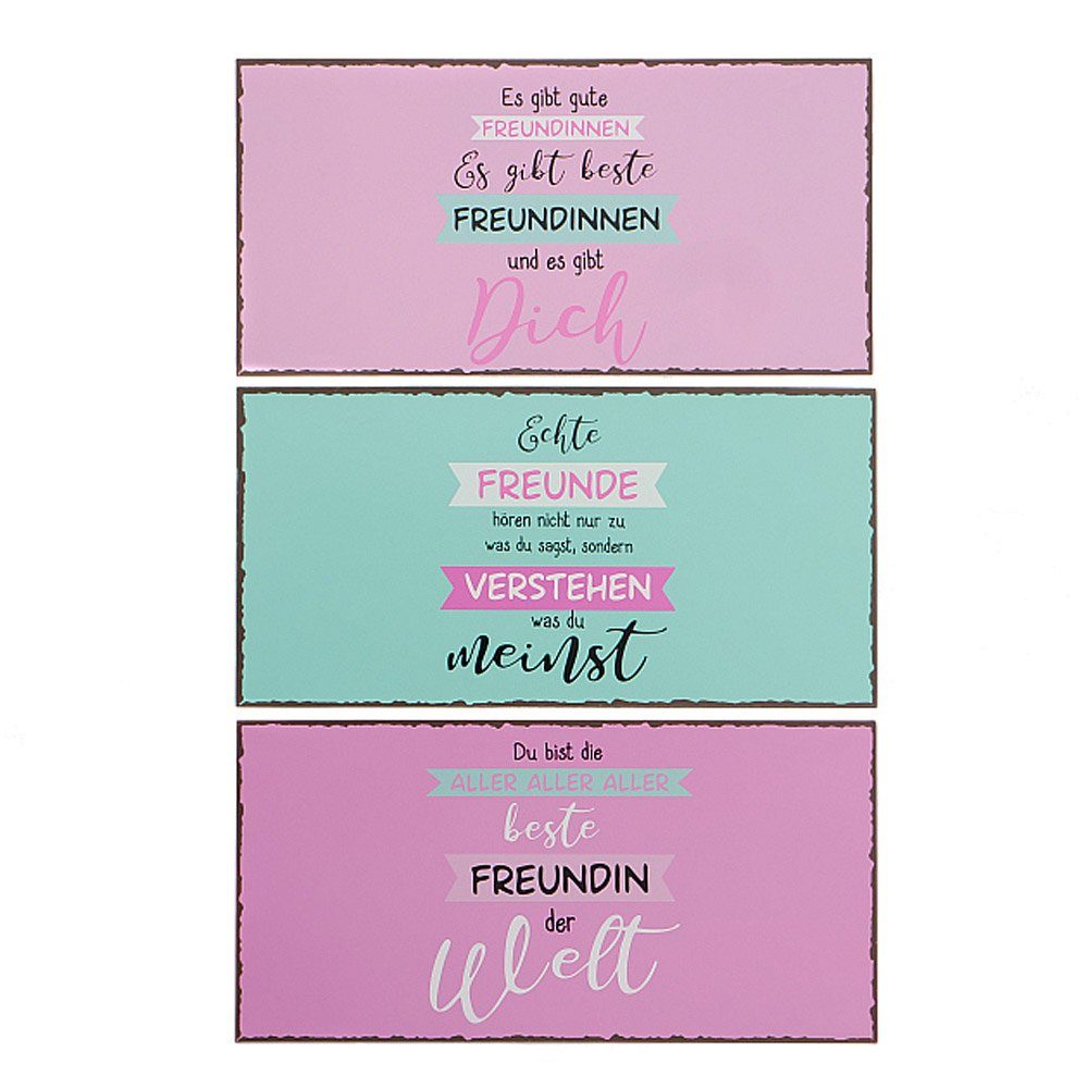BOLTZE Metallschild 3tlg. Schild BESTE FREUNDIN rosa türkis Spruchschild Me günstig online kaufen