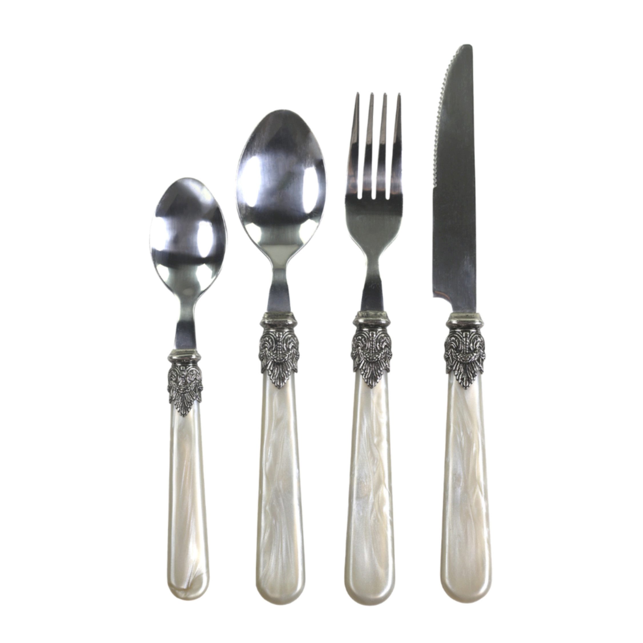 Chic Antique Besteck-Set Chic Antique Linas Besteck Antique Champagner mit Silber Deko 4er Set, 1 Personen