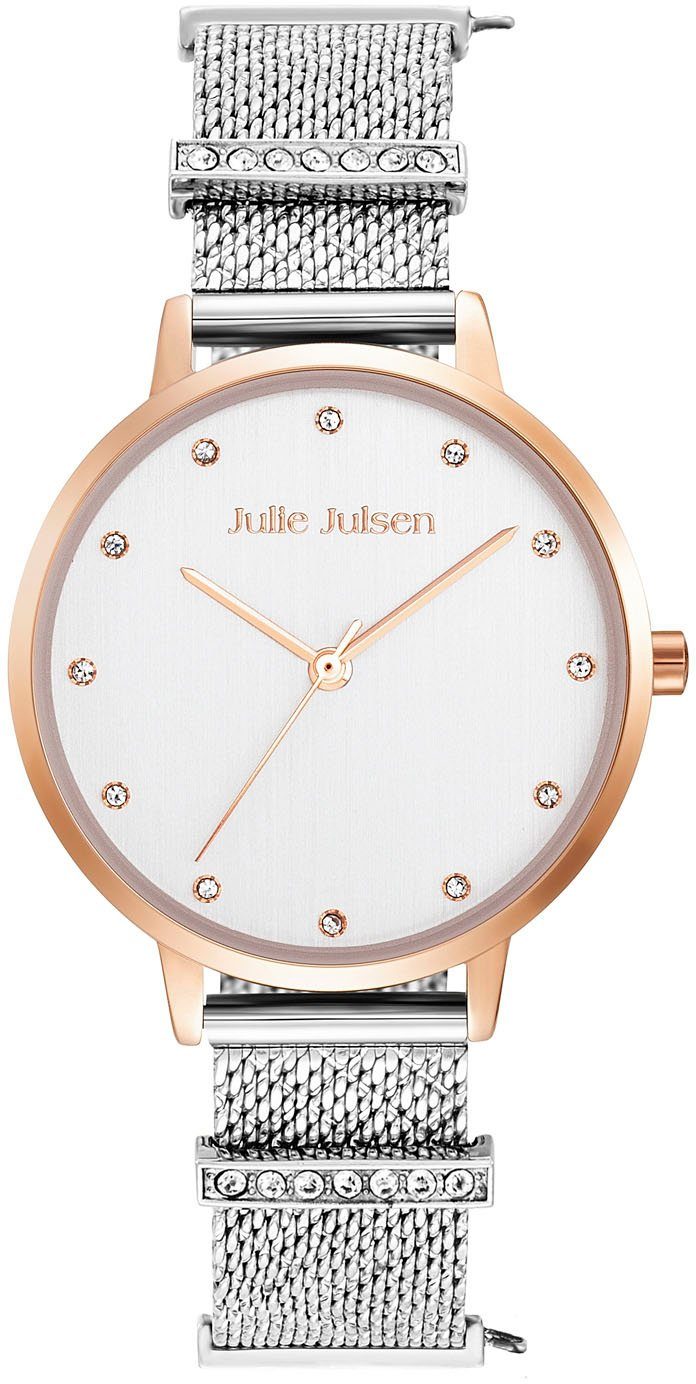 Julie Julsen Quarzuhr Julie Julsen Charming Bicolor Dots, JJW1231RGSME-34-1, Armbanduhr, Damenuhr, Charminguhr, Glitzer, Mineralglas