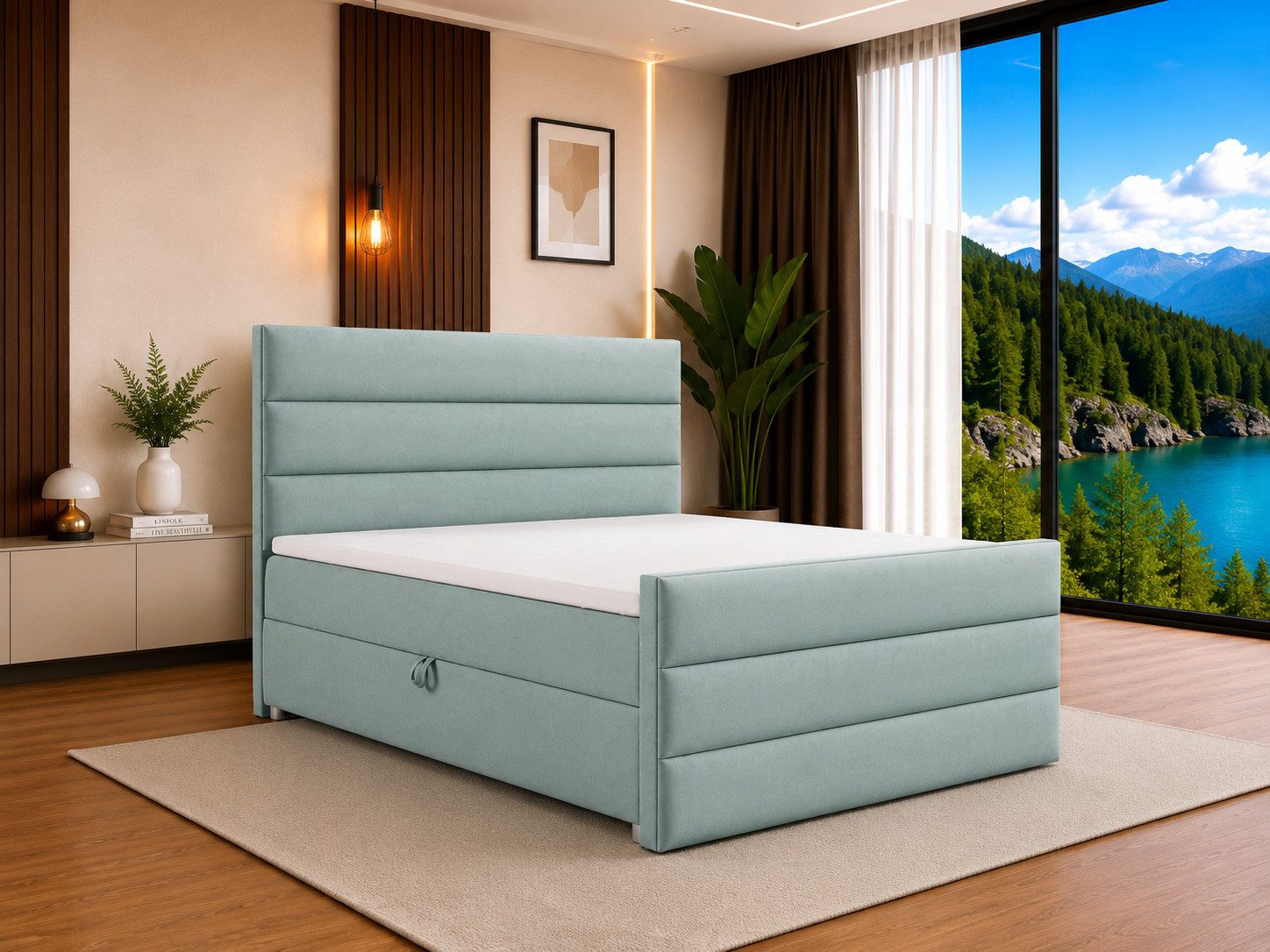 Best for Home Boxspringbett Trinity K-1 LUX – Modern Boxspringbett mit Stauraum & Komfort (Boxspringbett-Set, 1-St., Komplettes Boxspringbett-Set inklusive Matratze und Topper), Ergonomischer Schlafkomfort, großer Stauraum