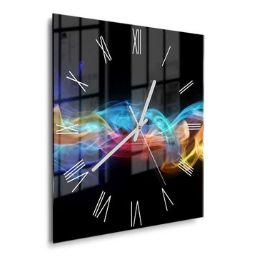 DEQORI Wanduhr 'Farbige Rauchschwaden' (Glas Glasuhr modern Wand Uhr Design Küchenuhr)