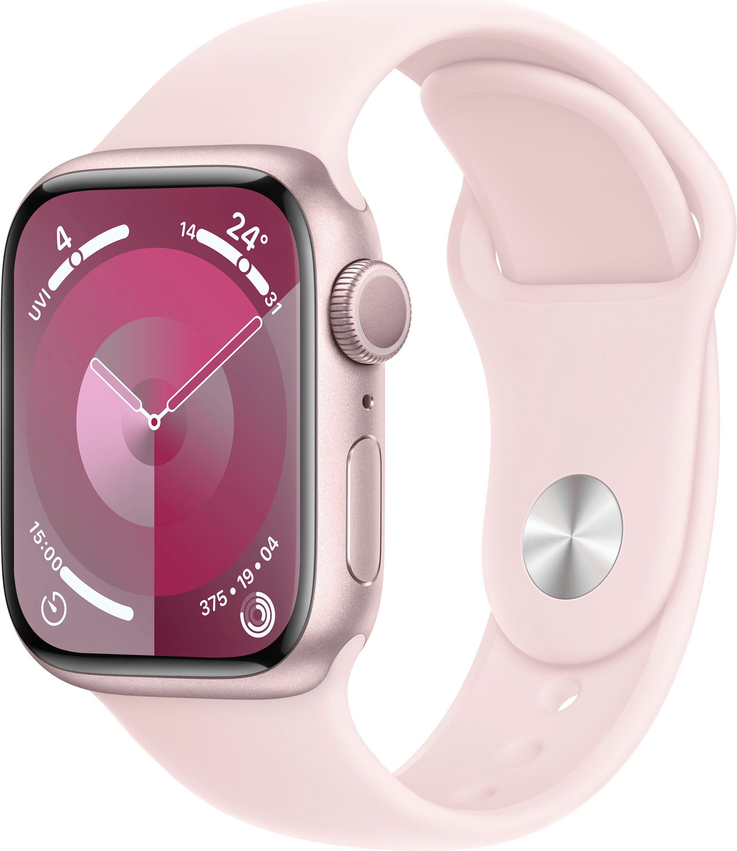 Apple Watch Series 9 M/L Watch Sport Pink Smartwatch OS Aluminium 10), Rosa GPS Band (4,1 41mm cm/1,69 Zoll, 