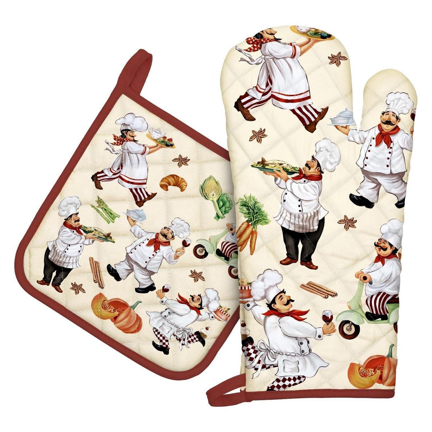 LuxusKollektion Topflappen Kochhandschuh & Topflappen 2er-Set Baumwolle