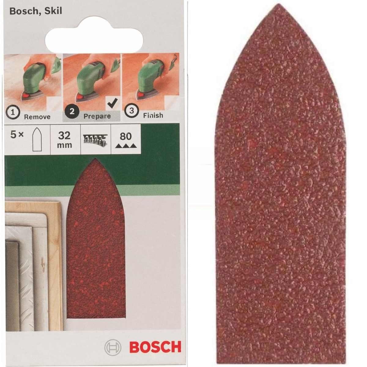 BOSCH Bohrfutter Bosch Schleifblatt 5 Stück, 32 mm, Körnung 80 für Deltaschleifer