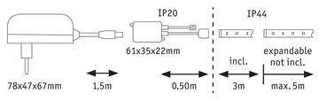 Paulmann LED-Streifen MaxLED 250 Basisset 3m 20W 230/24V 36VA Silber Kunststoff, 1-flammig, RGBW IP44 Cover 3000K