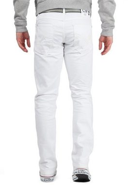 Cipo & Baxx Slim-fit-Jeans Herren Hose BA-CD319C in Weiß mit Beigen Kontrastnähten