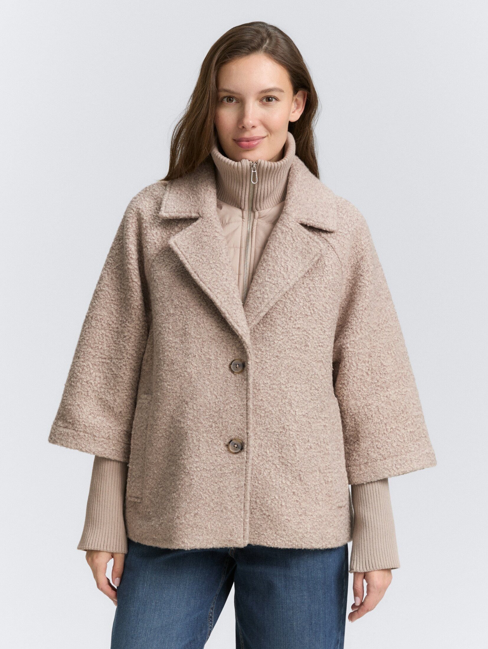 TOM TAILOR Sommerjacke Jacken Bouclé Cape Jacke im 2-in-1-Look günstig online kaufen