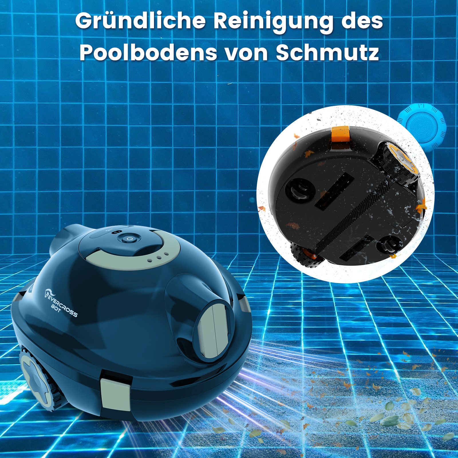 EVERCROSS BOT Poolroboter Y10 Kabelloser Poolroboter Akku, 100Min Akkulaufz günstig online kaufen