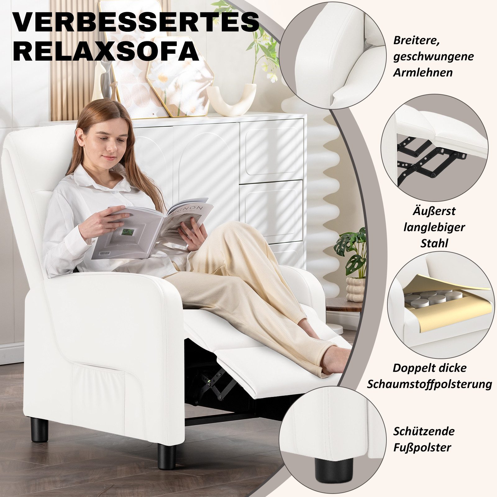 COMHOMA Relaxsessel Fernsehsessel mit Verstellbarer Rückenlehne günstig online kaufen