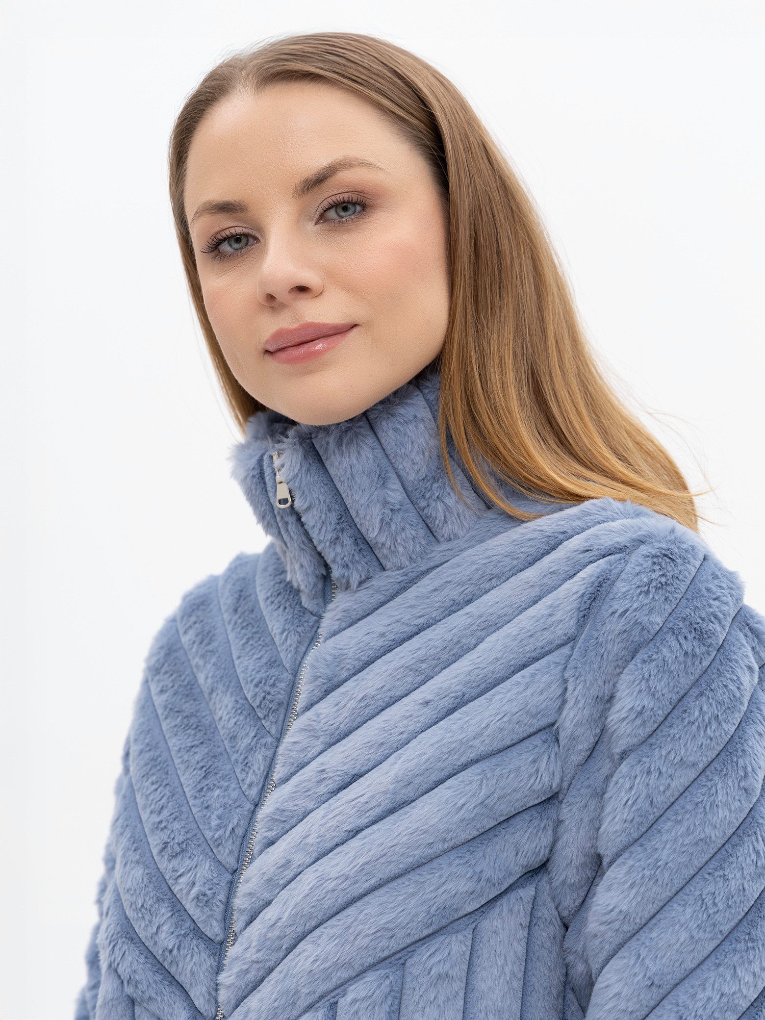 Passioni Fellimitatjacke mit Stehkragen Steppjacke günstig online kaufen
