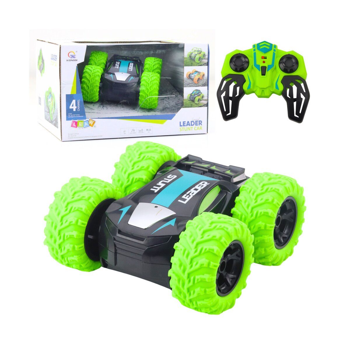 Wisam RC-Auto Ferngesteuertes RC-Stuntauto, 360-Drehung, Grün