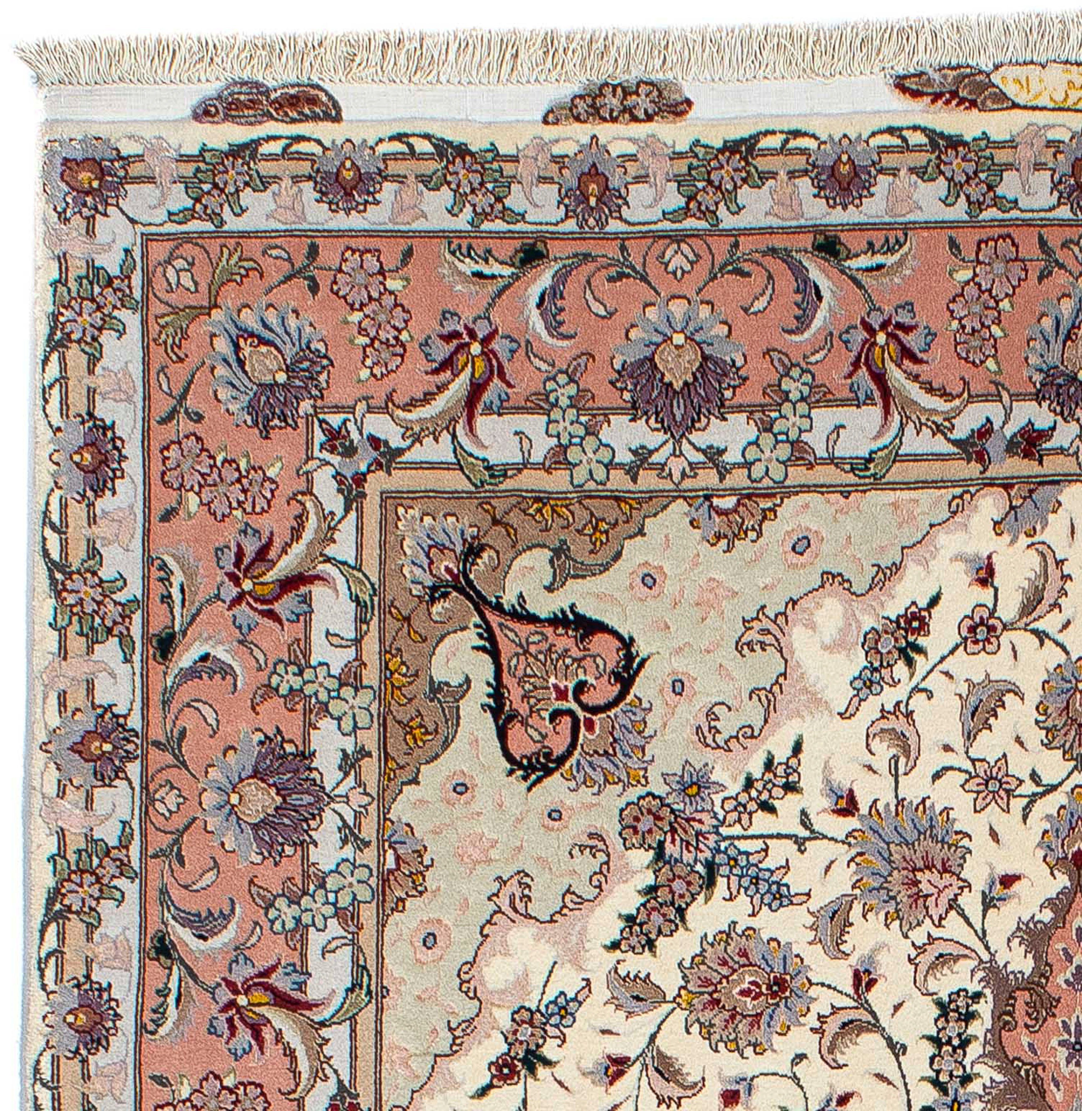 Orientteppich Perser - Täbriz mit x 205 mm, rechteckig, Wohnzimmer, cm - Höhe: Royal 7 154 - Einzelstück Zertifikat Handgeknüpft, beige, - morgenland
