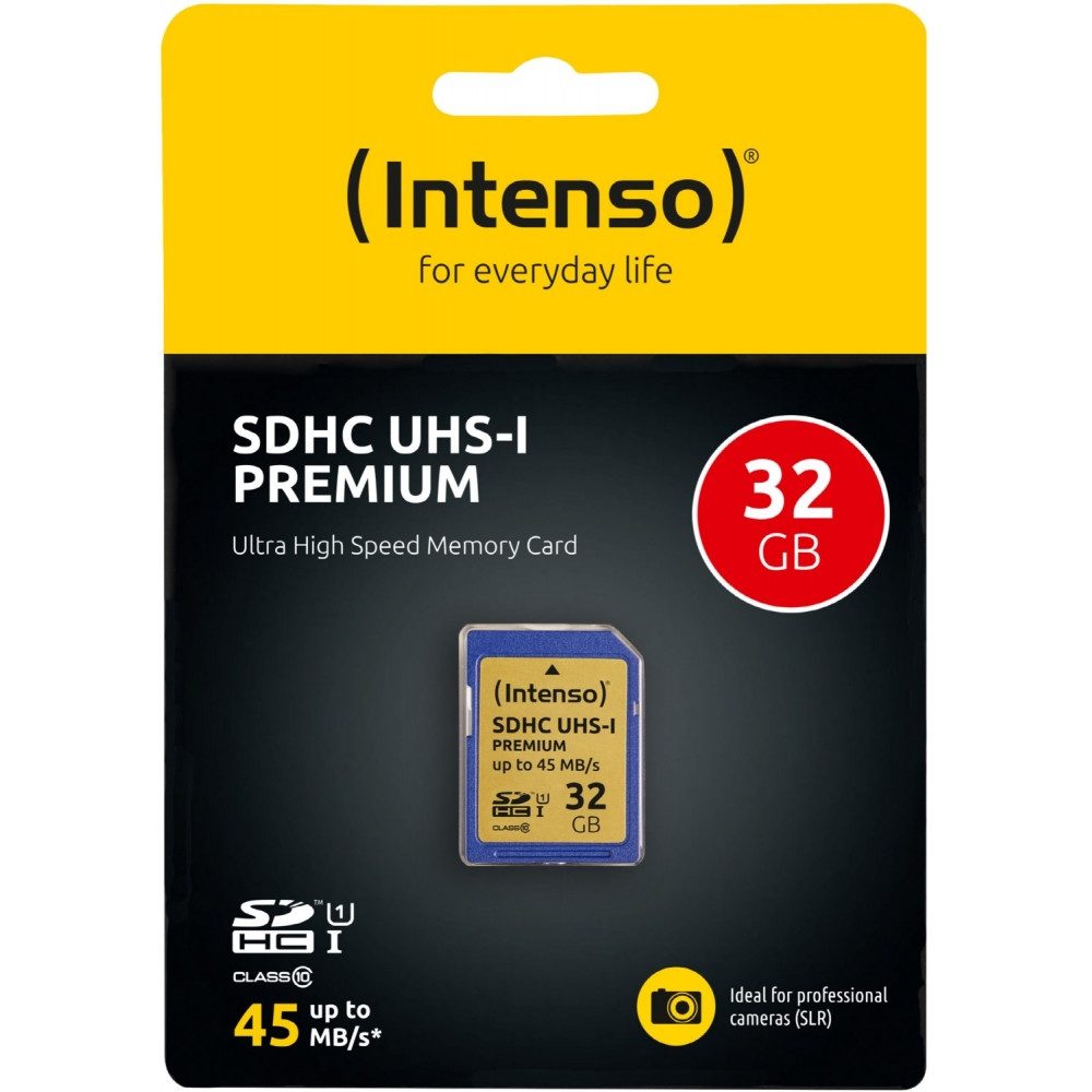 Intenso Intenso SDHC Card Premium UHS-1 32GB Speicherkarte. Speicherkarte (32 GB GB, Schnelle Geschwindigkeit)