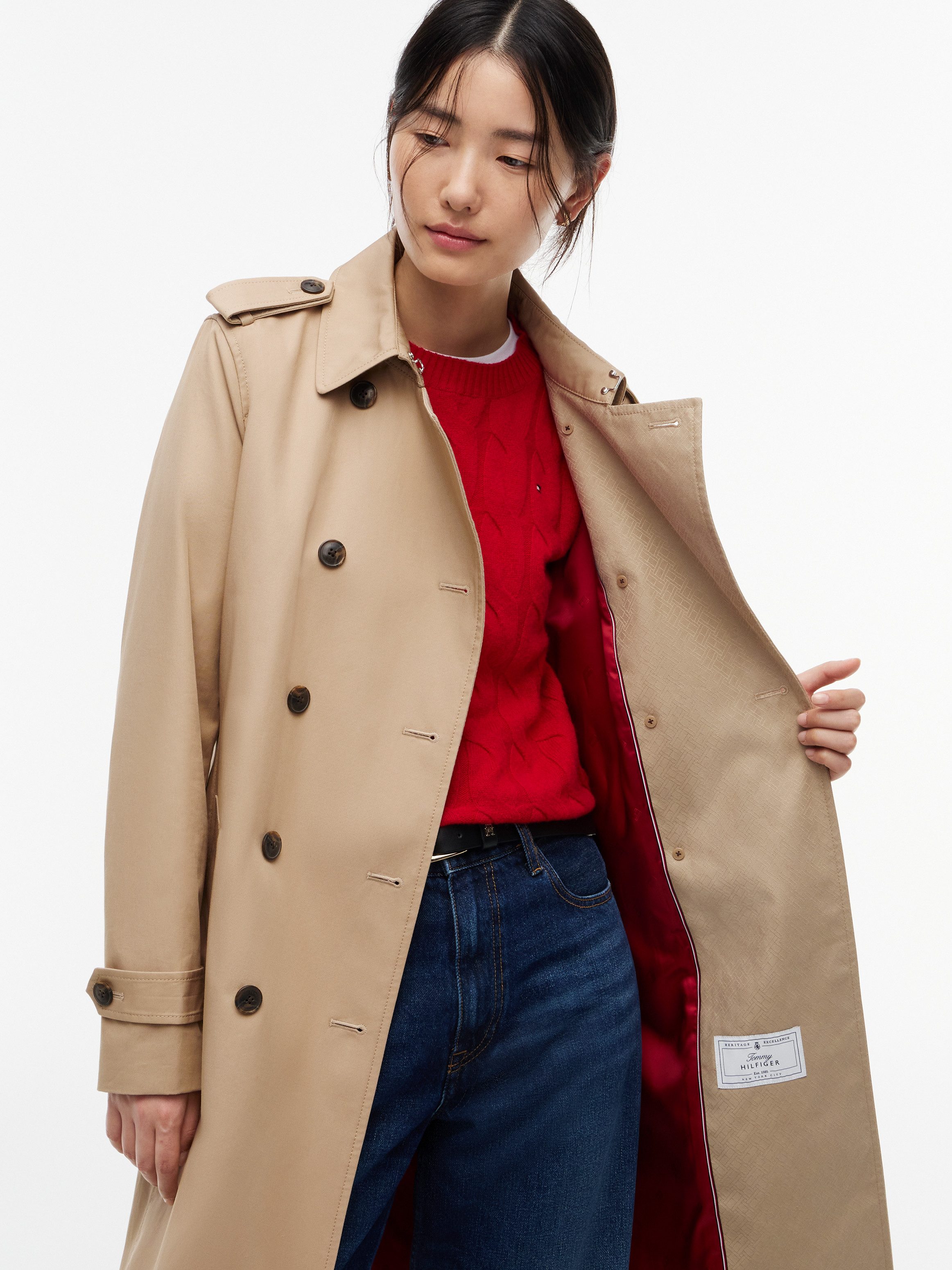 Tommy Hilfiger Trenchcoat COTTON MONOGRAM TRENCH Baumwolle