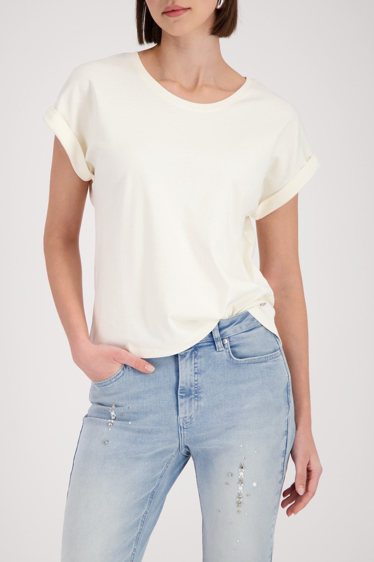 Monari T-Shirt Shirt Basic Pima Regular fit mit Rückenfalte