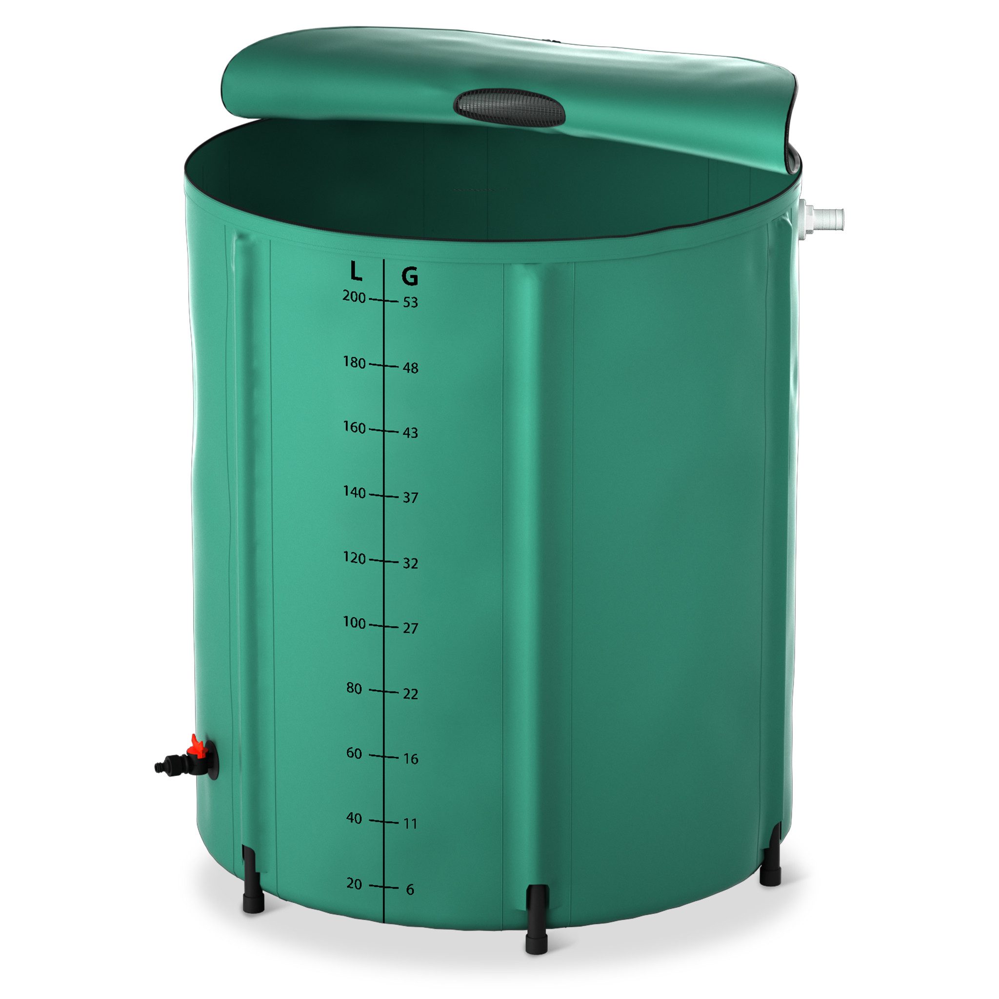 FIVMEN Regentonne Regenwassertonne faltbar Regenfass Wassertank Regenwassertank mit Hahn, 200 l, (200L / 380L / 500L / 750L), für Garten Balkon Regenfass mit Ablassventil und Überlaufschutz