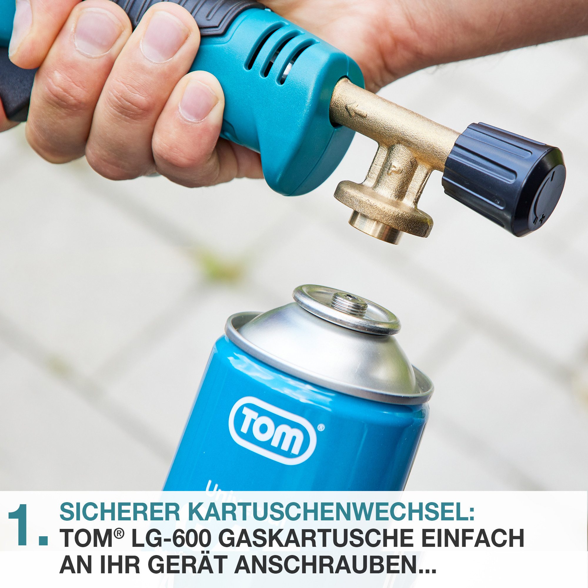 TOM Gaskartusche 600ml Universalgas Set, 2 St., Propan-/Butangasgemisch EN 417, 7/16"