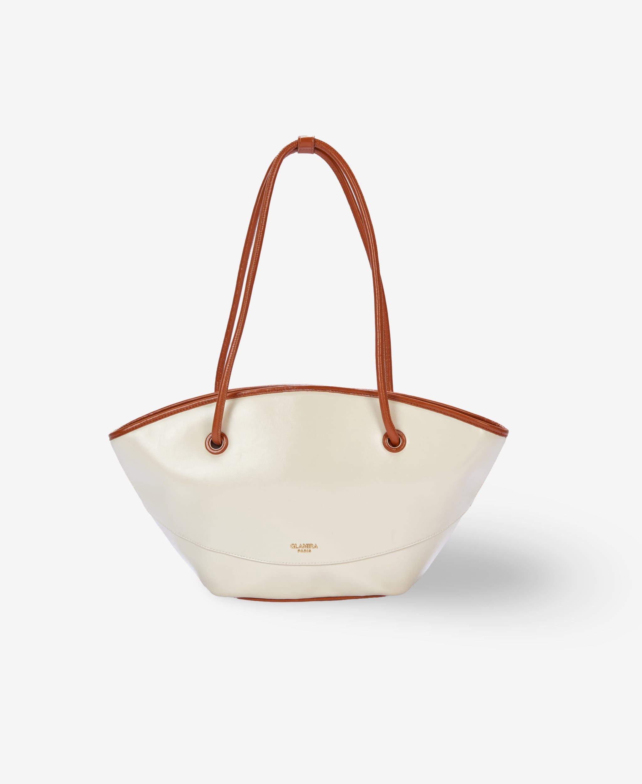 GLAMIRA Schultertasche Rustic Allure Weiße Schultertasche (1-tlg), echt Leder, mit Reißverschluss, schützende Metallfüße